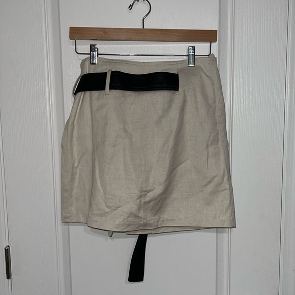A.L.C. Cami Cotton Linen Cream Leather Belted A-line Silhouette Pockets Sz 0 - Picture 4 of 10